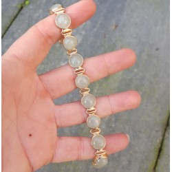 Rosé vergulde armband gezet met ronde cabochon Aventurijn