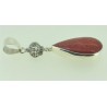 Zilveren edelsteen hanger met zilver kroontje en druppel Koraal