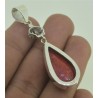 Zilveren edelsteen hanger met zilver kroontje en druppel Koraal