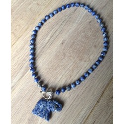 Edelsteenketting met Sodaliet en olifant hanger van Sodaliet