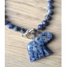 Edelsteenketting met Sodaliet en olifant hanger van Sodaliet