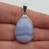 Zilveren hanger met druppelvormige cabochon blauw Lace Agaa