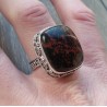 Zilveren ring met mahonie Obsidiaan in bewerkte setting 18.5 mm