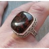 Zilveren ring met mahonie Obsidiaan in bewerkte setting 18.5 mm