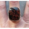 Zilveren ring met mahonie Obsidiaan in bewerkte setting 18.5 mm