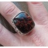 Zilveren ring met mahonie Obsidiaan in bewerkte setting 18.5 mm