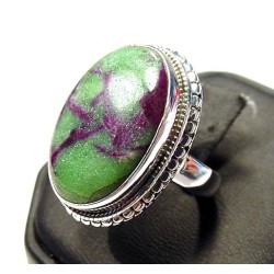 Zilveren edelsteen ring met Robijn Zoisiet ring maat 18 mm