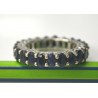 Zilveren edelsteen ring rond om gezet met Saffieren maat 19 mm