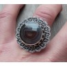 Zilveren ring ronde facet Botswana bewerkte kop en band 17 mm