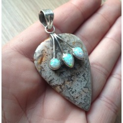 Zilveren edelsteen hanger crazy Lace Agaat en Opaal