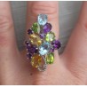 Zilveren ring met Topaas, Amethist, Peridot en Citrien 18 mm