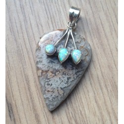 Zilveren edelsteen hanger crazy Lace Agaat en Opaal
