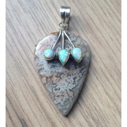 Zilveren edelsteen hanger crazy Lace Agaat en Opaal