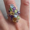 Zilveren ring met Topaas, Amethist, Peridot en Citrien 18 mm