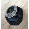 Zilveren edelsteen ring met Pietersiet bewerkte setting maat 17