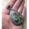 Zilveren edelsteen hanger regenwoud Jasper bewerkte setting
