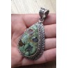 Zilveren edelsteen hanger regenwoud Jasper bewerkte setting