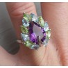 Zilveren ring met Amethist, blauw Topaas en Peridot 16.5 mm