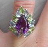 Zilveren ring met Amethist, blauw Topaas en Peridot 16.5 mm