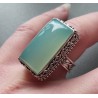 Zilveren ring rechthoekige aqua Chalcedoon bewerkte setting 17.7