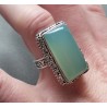 Zilveren ring rechthoekige aqua Chalcedoon bewerkte setting 17.7