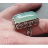 Zilveren ring rechthoekige aqua Chalcedoon bewerkte setting 17.7