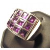 Zilveren edelsteen ring met twaalf Amethisten maat 18.5 mm