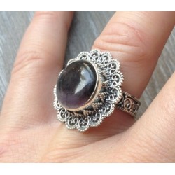 Zilveren ring met Cacoxeniet in bewerkte setting maat 16.5 mm