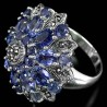 Zilveren ring met Markasiet, Kyaniet en Saffier maat 17.7 of 18.