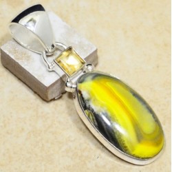 Zilveren edelsteen hanger Eclipse steen en Citrien