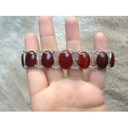 Zilveren edelsteen armband met ovale Carneool schakels