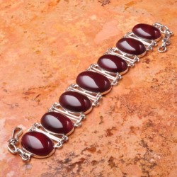 Zilveren edelsteen armband met ovale Carneool schakels