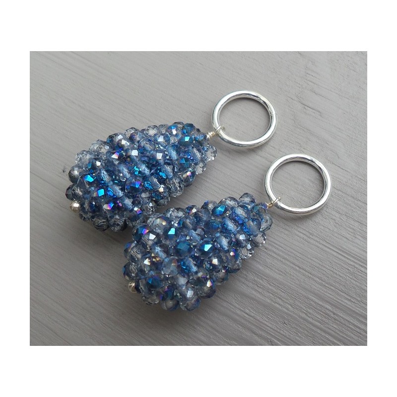 Creool hanger set met druppel van blauwe kristallen