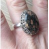 Zilveren edelsteen ring met Luipaard Jaspis ring maat 19 mm