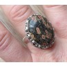 Zilveren edelsteen ring met Luipaard Jaspis ring maat 19 mm