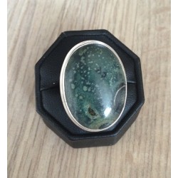 Zilveren edelsteen ring ovale Kambaba Japis ring maat 17.3 mm