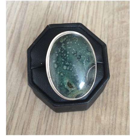 Zilveren edelsteen ring ovale Kambaba Japis ring maat 17.3 mm
