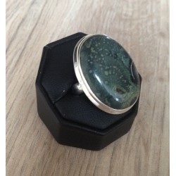 Zilveren edelsteen ring ovale Kambaba Japis ring maat 17.3 mm