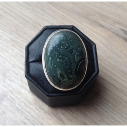 Zilveren edelsteen ring ovale Kambaba Japis ring maat 17.3 mm