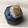 Zilveren edelsteen ring met Landschap Jasper bewerkte kop 17.5 m