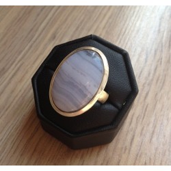 Zilveren edelsteen ring met ovale blauw Lace Agaat maat 18 mm