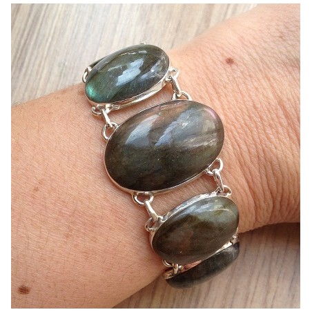 Zilveren edelsteen armband ovale en ronde Labradoriet
