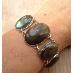 Zilveren edelsteen armband ovale en ronde Labradoriet