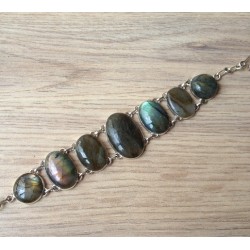 Zilveren edelsteen armband ovale en ronde Labradoriet