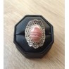 Zilveren ring Rhodochrosiet bewerkte kop en band 16.7 mm