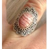 Zilveren ring Rhodochrosiet bewerkte kop en band 16.7 mm