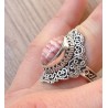 Zilveren ring Rhodochrosiet bewerkte kop en band 16.7 mm