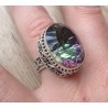 Zilveren edelsteen ring Mystic Topaas bewerkte setting maat 16.7