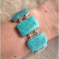 Zilveren edelsteen armband met Amazoniet schakels