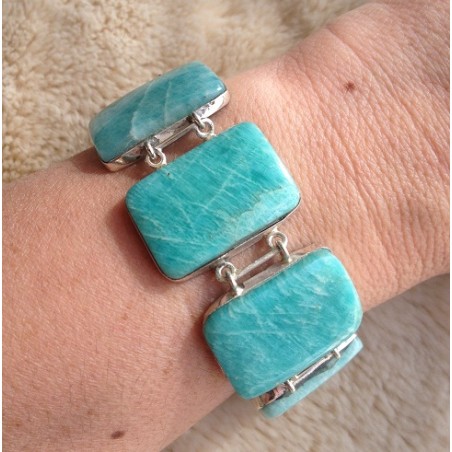 Zilveren edelsteen armband met Amazoniet schakels